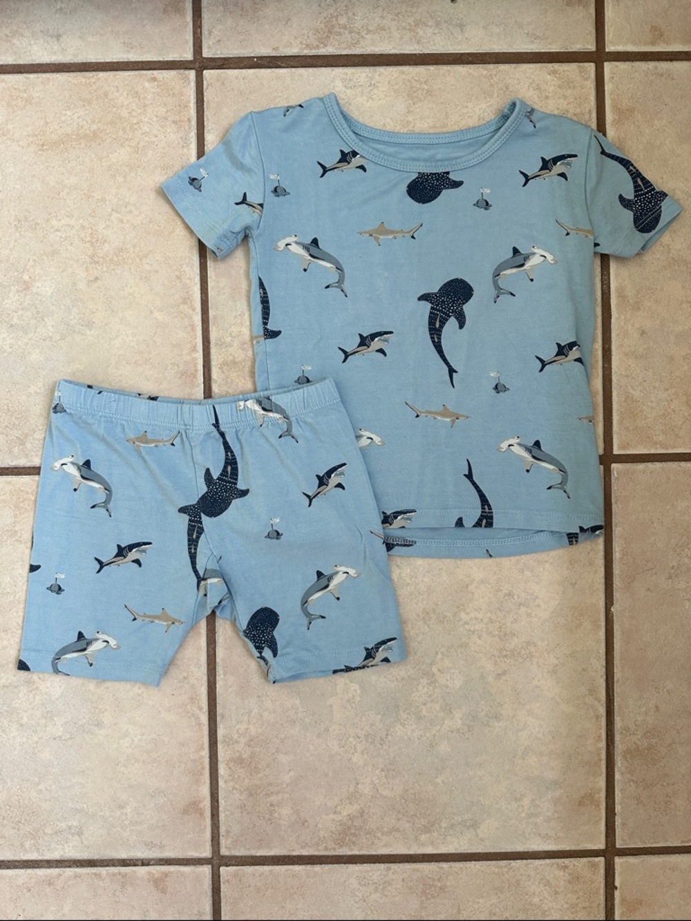 Kyte BABY Light Blue Shark Short Pajama Set